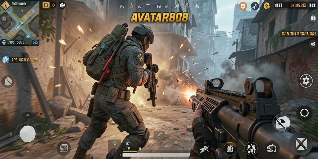 Screenshot gameplay <strong>AVATAR808</strong> menampilkan pertempuran mendebarkan dan aksi cepat.