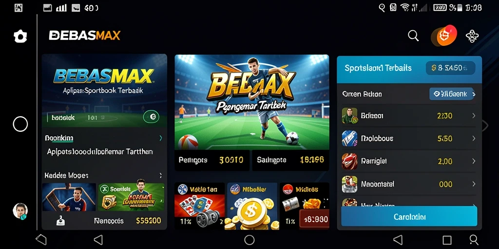 Tampilan gameplay menarik dalam aplikasi BEBASMAX Sportsbook.