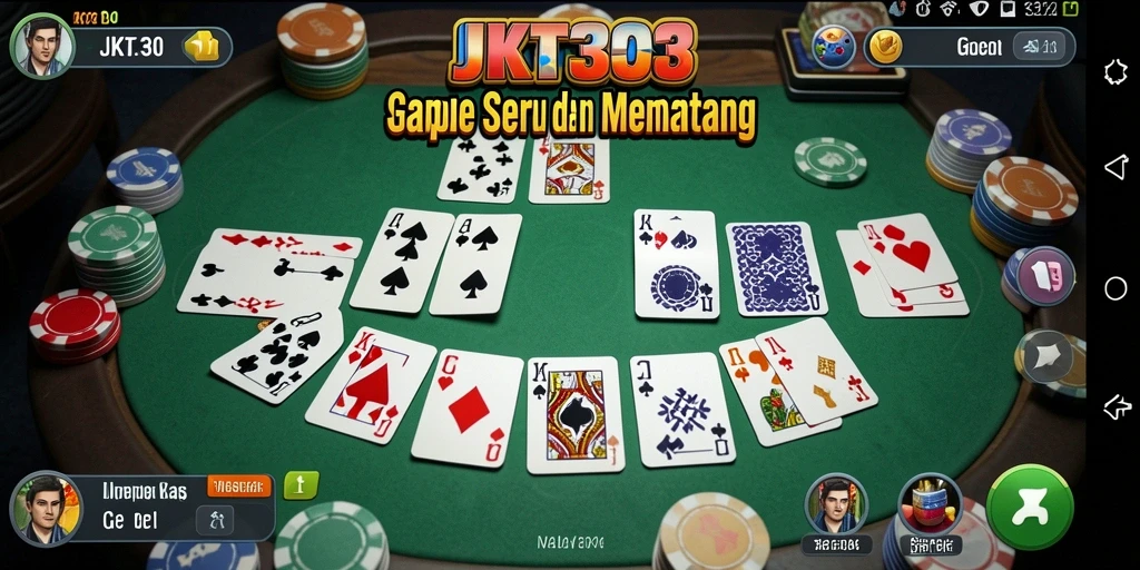 Tampilan gameplay seru dalam JKT303, permainan Gaple yang mengasyikkan.