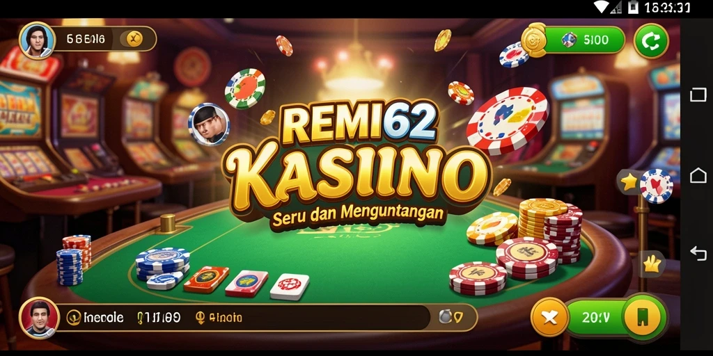 Screenshot utama REMI62 menampilkan momen bermain seru dari Kasino.