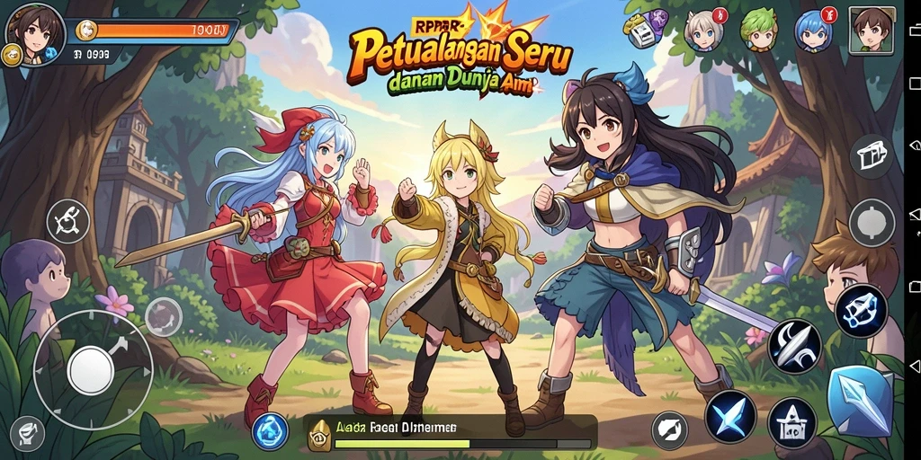 Tampilan gameplay RPRR yang menarik dengan karakter Anime beraksi.