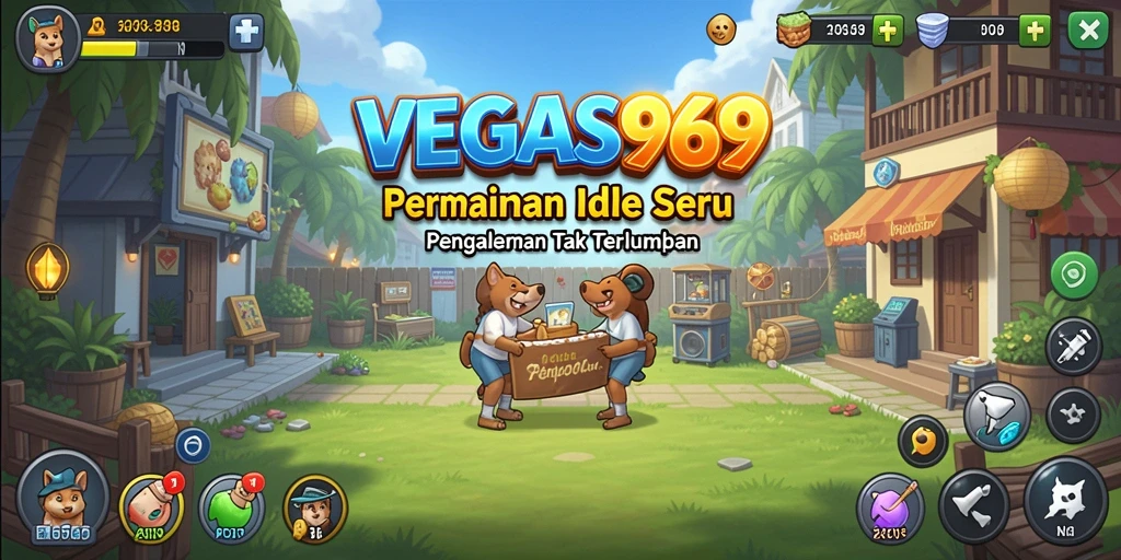 Tampilan gameplay utama dari VEGAS969 yang menunjukkan kemajuan Idle yang menarik.